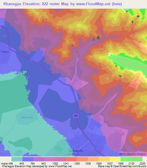 Khanegya,Azerbaijan Elevation Map