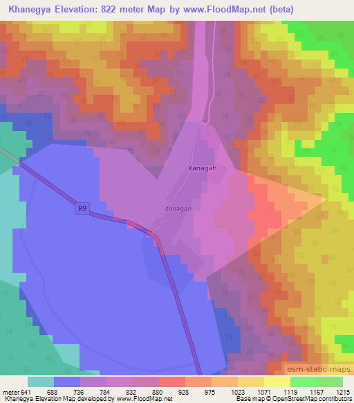 Khanegya,Azerbaijan Elevation Map