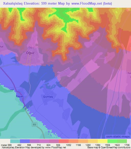 Xalxalqislaq,Azerbaijan Elevation Map