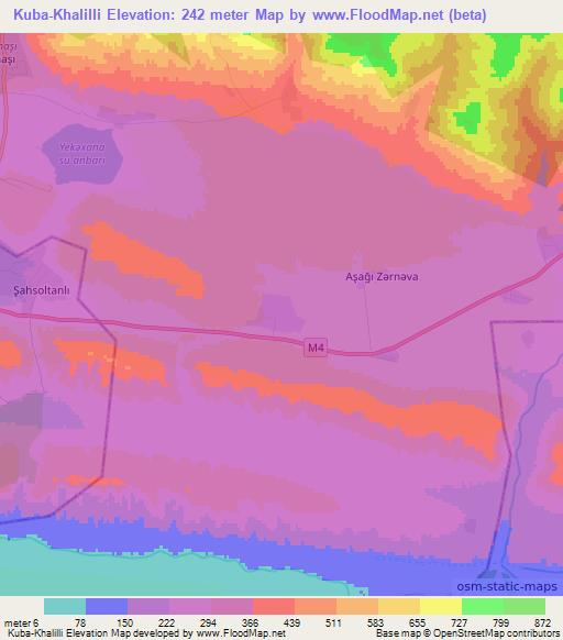 Kuba-Khalilli,Azerbaijan Elevation Map