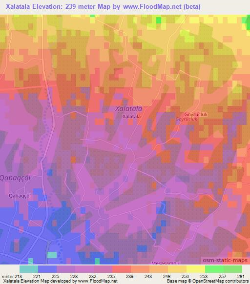 Xalatala,Azerbaijan Elevation Map