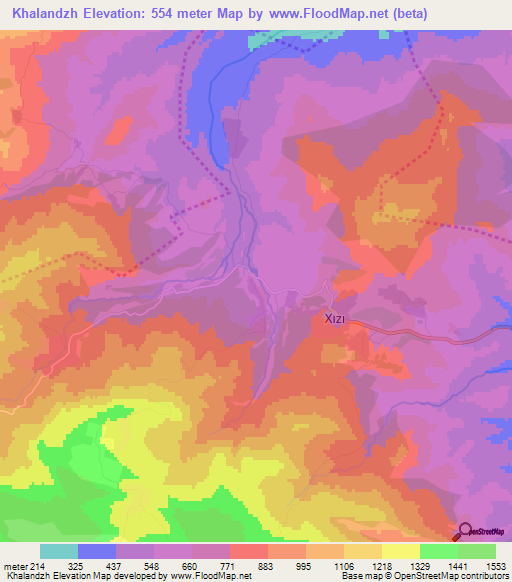 Khalandzh,Azerbaijan Elevation Map