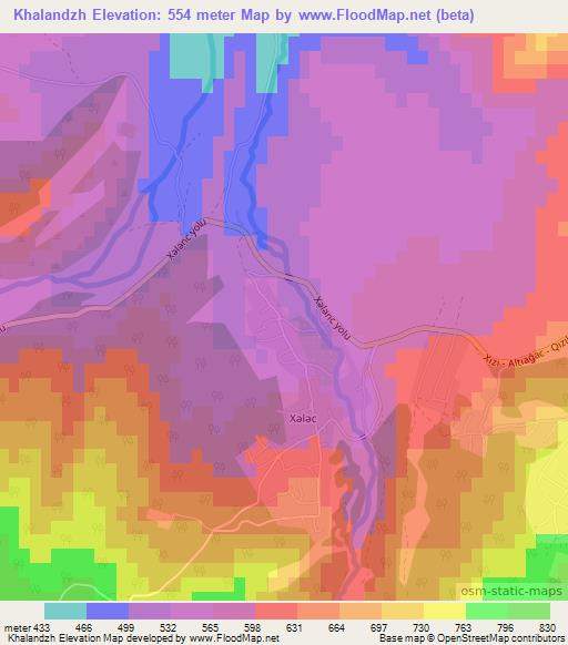 Khalandzh,Azerbaijan Elevation Map