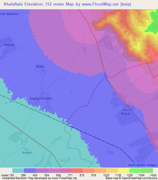 Khalaftala,Azerbaijan Elevation Map