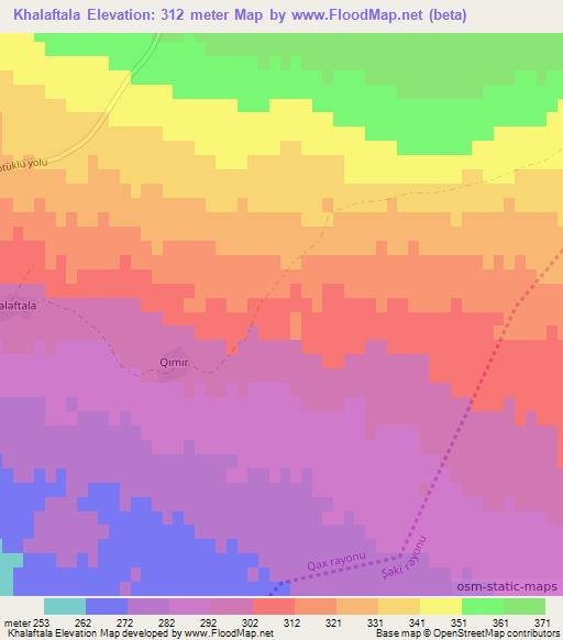 Khalaftala,Azerbaijan Elevation Map