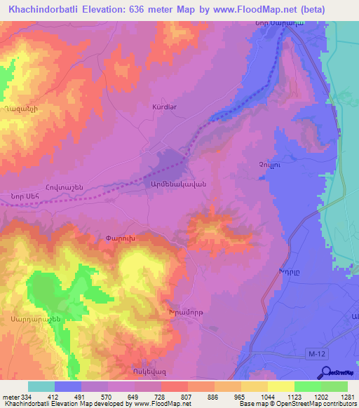 Khachindorbatli,Azerbaijan Elevation Map