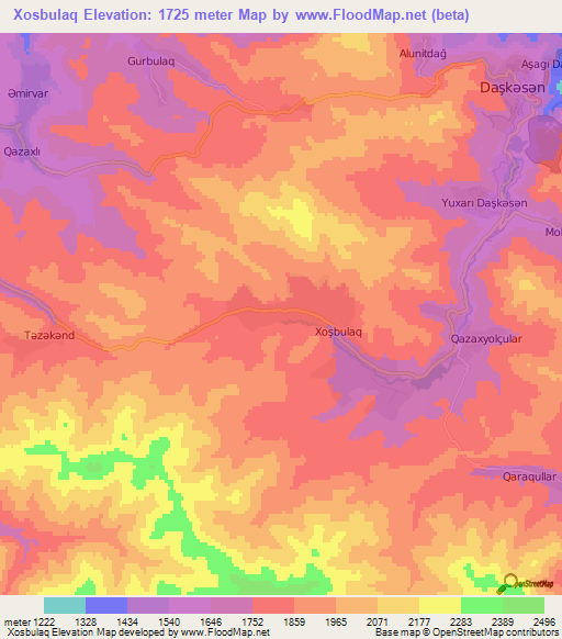 Xosbulaq,Azerbaijan Elevation Map