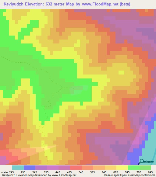 Kevlyudzh,Azerbaijan Elevation Map