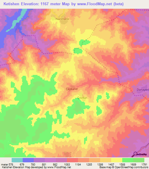 Ketishen,Azerbaijan Elevation Map