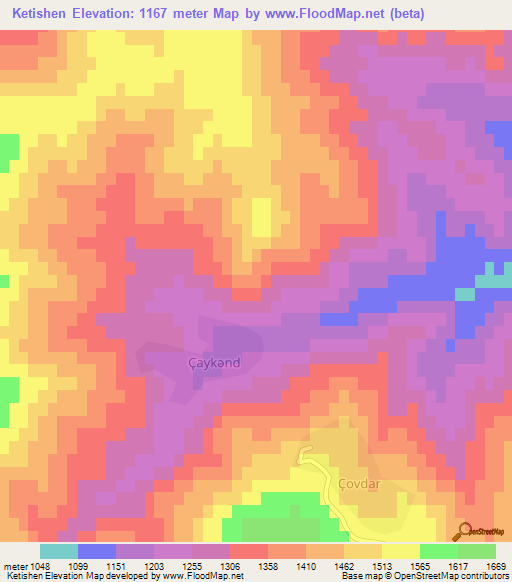 Ketishen,Azerbaijan Elevation Map