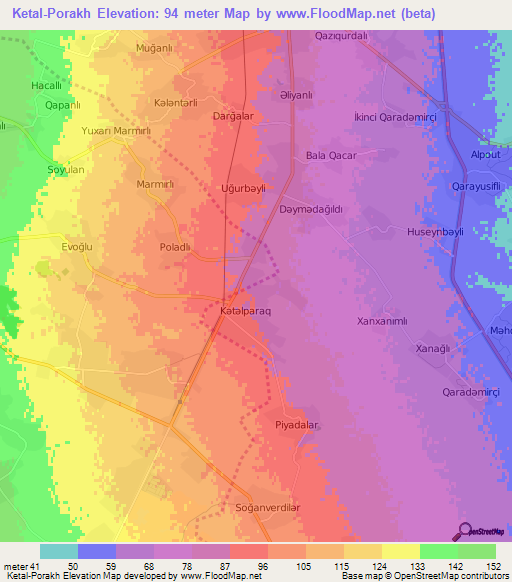 Ketal-Porakh,Azerbaijan Elevation Map