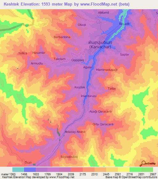 Keshtek,Azerbaijan Elevation Map