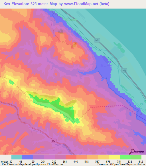 Kes,Azerbaijan Elevation Map