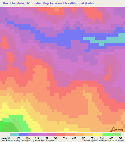 Kes,Azerbaijan Elevation Map
