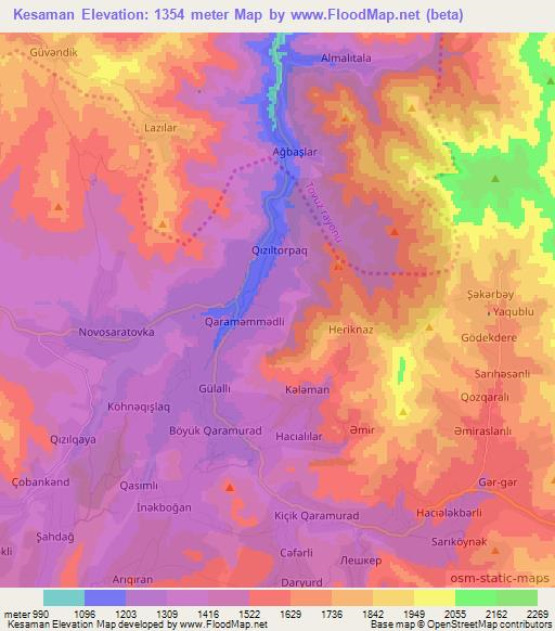 Kesaman,Azerbaijan Elevation Map