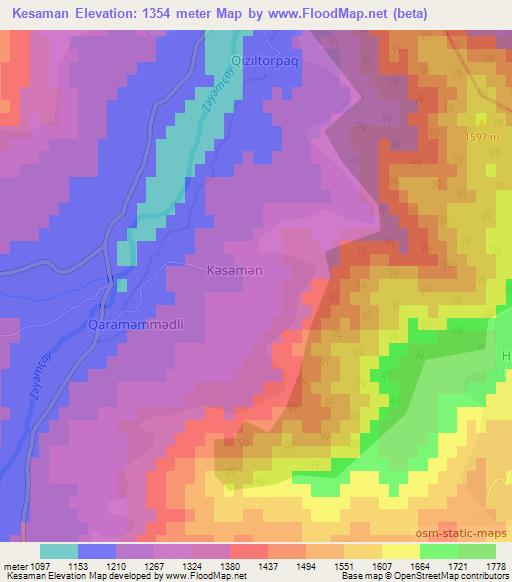 Kesaman,Azerbaijan Elevation Map