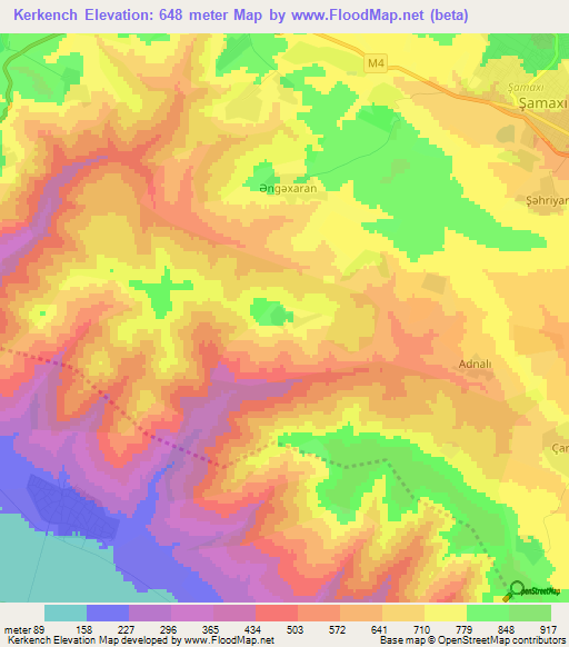 Kerkench,Azerbaijan Elevation Map