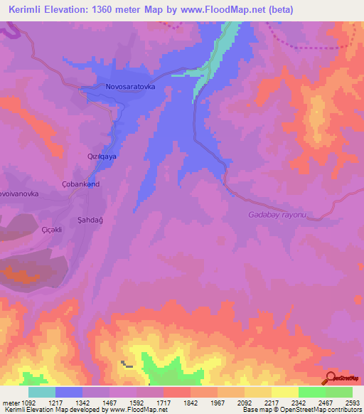 Kerimli,Azerbaijan Elevation Map