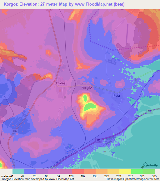 Korgoz,Azerbaijan Elevation Map