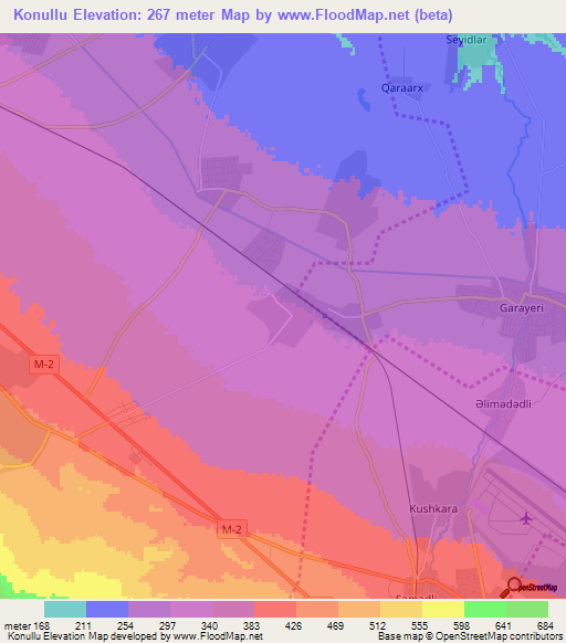 Konullu,Azerbaijan Elevation Map