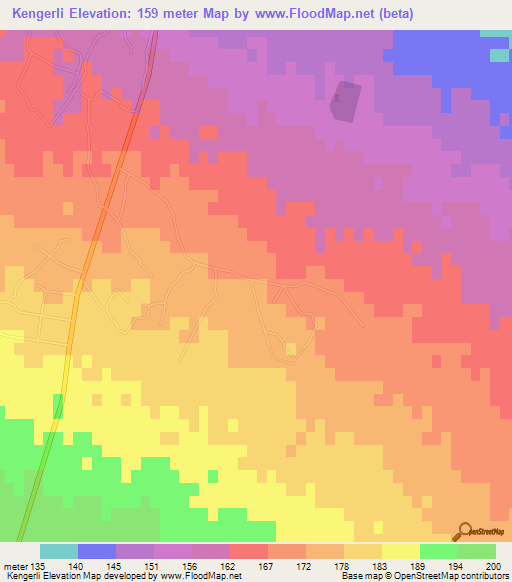 Kengerli,Azerbaijan Elevation Map