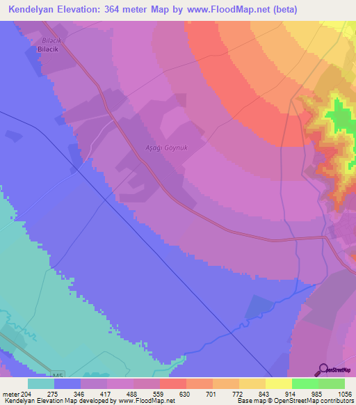 Kendelyan,Azerbaijan Elevation Map