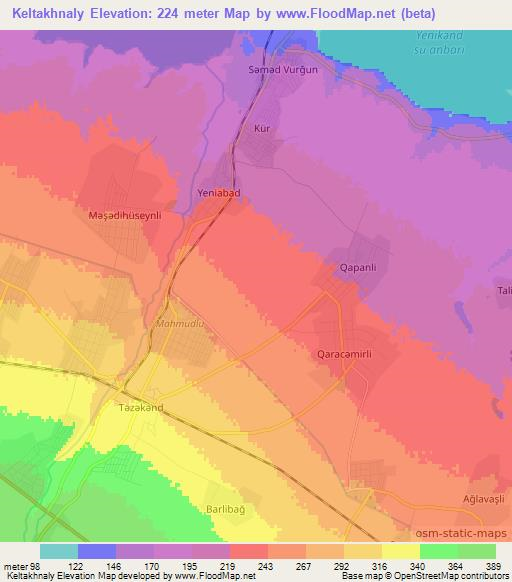 Keltakhnaly,Azerbaijan Elevation Map
