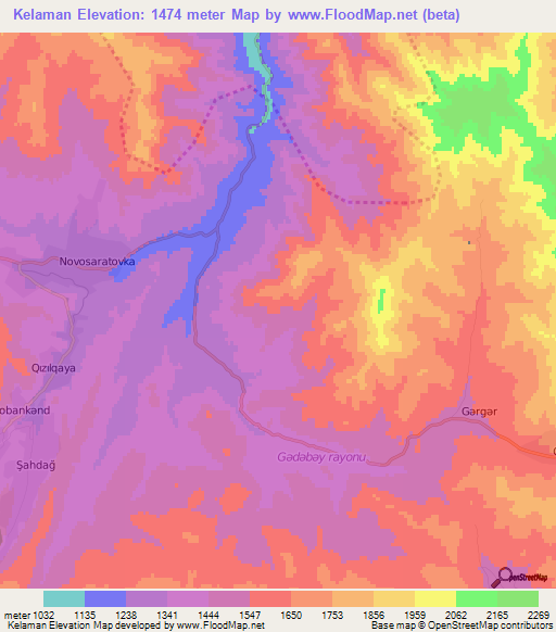 Kelaman,Azerbaijan Elevation Map
