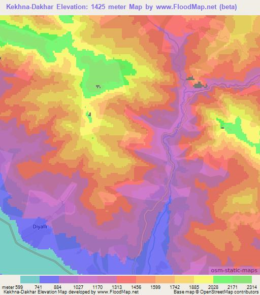Kekhna-Dakhar,Azerbaijan Elevation Map