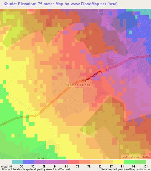 Khudat,Azerbaijan Elevation Map