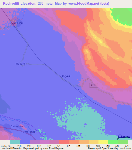 Kochvelili,Azerbaijan Elevation Map
