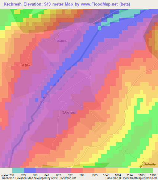 Kechresh,Azerbaijan Elevation Map