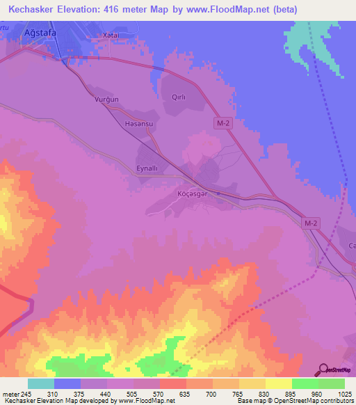 Kechasker,Azerbaijan Elevation Map