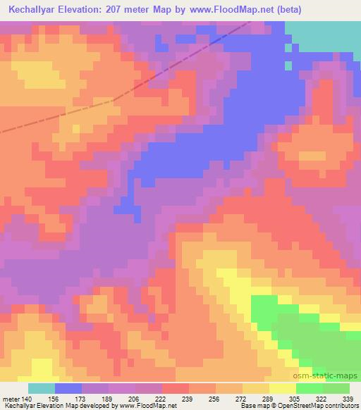 Kechallyar,Azerbaijan Elevation Map