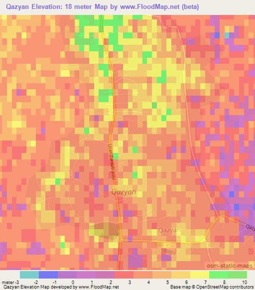 Qazyan,Azerbaijan Elevation Map