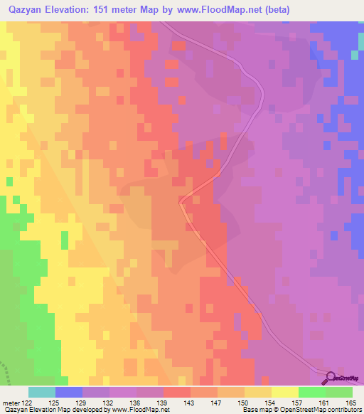 Qazyan,Azerbaijan Elevation Map