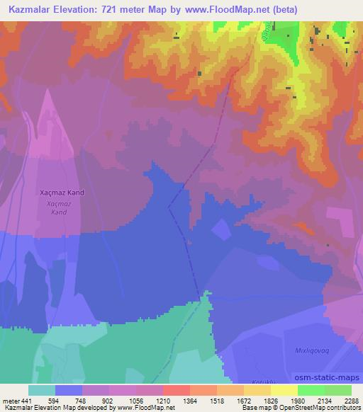 Kazmalar,Azerbaijan Elevation Map
