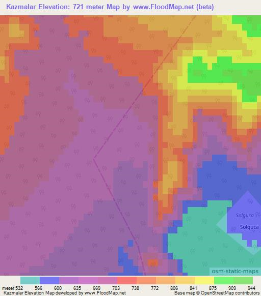 Kazmalar,Azerbaijan Elevation Map