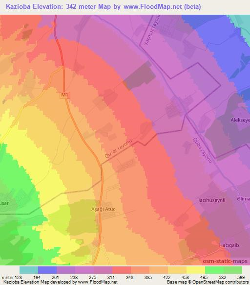 Kazioba,Azerbaijan Elevation Map