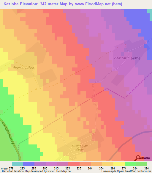 Kazioba,Azerbaijan Elevation Map