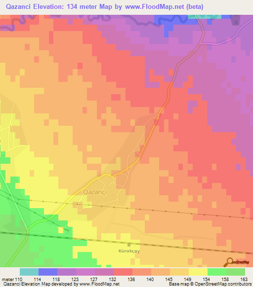 Qazanci,Azerbaijan Elevation Map