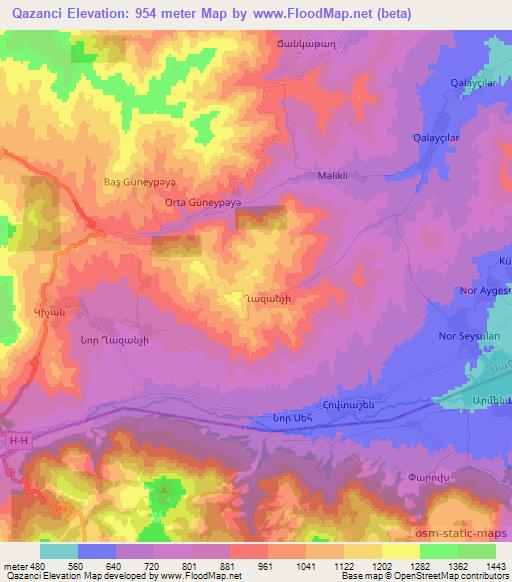 Qazanci,Azerbaijan Elevation Map