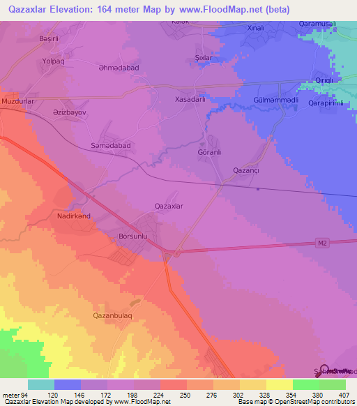 Qazaxlar,Azerbaijan Elevation Map