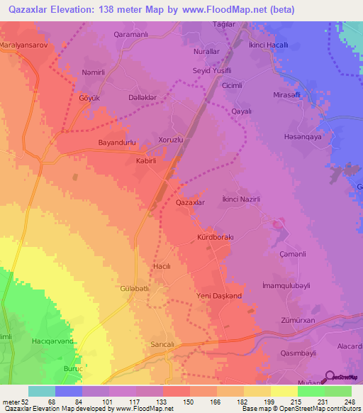 Qazaxlar,Azerbaijan Elevation Map