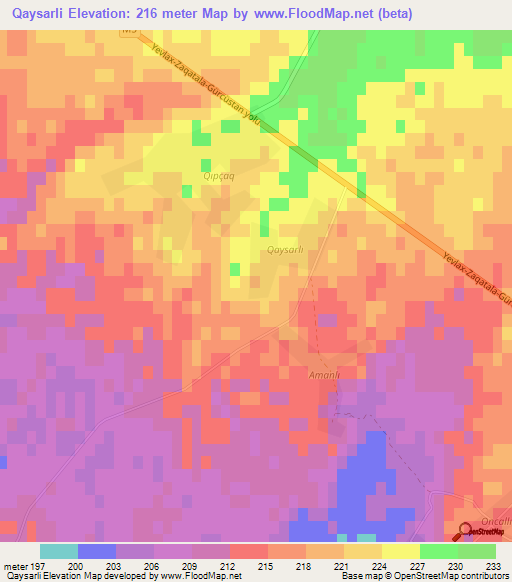 Qaysarli,Azerbaijan Elevation Map