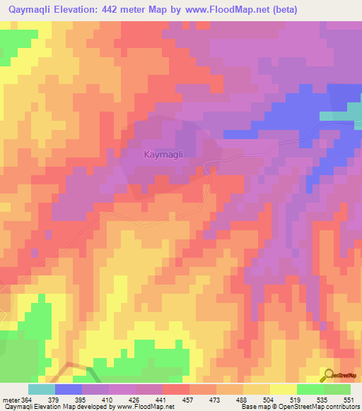 Qaymaqli,Azerbaijan Elevation Map