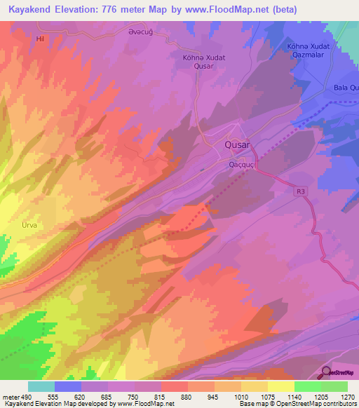 Kayakend,Azerbaijan Elevation Map