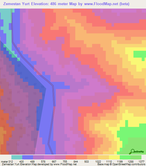 Zemestan Yurt,Iran Elevation Map