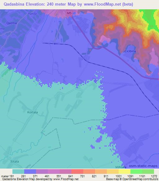 Qadasbina,Azerbaijan Elevation Map