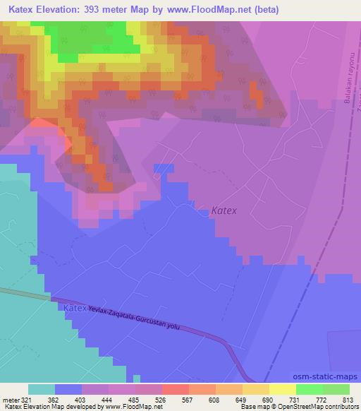 Katex,Azerbaijan Elevation Map
